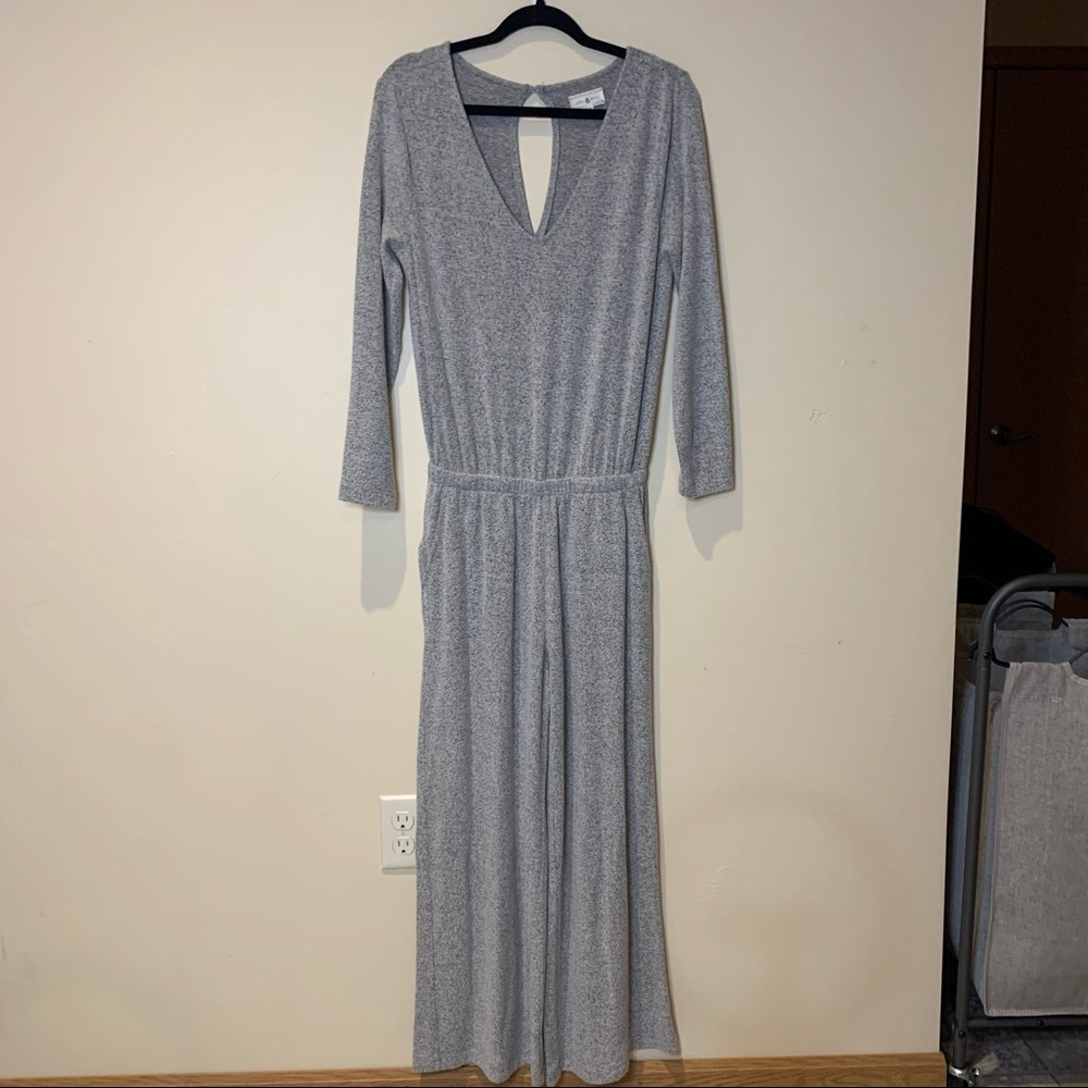 Lou & Grey Soft Wide Leg Heather Grey Jumpsuit Small